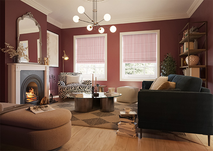 Lace Stripes, Rouge - Motorised Roman Blind - Image 6